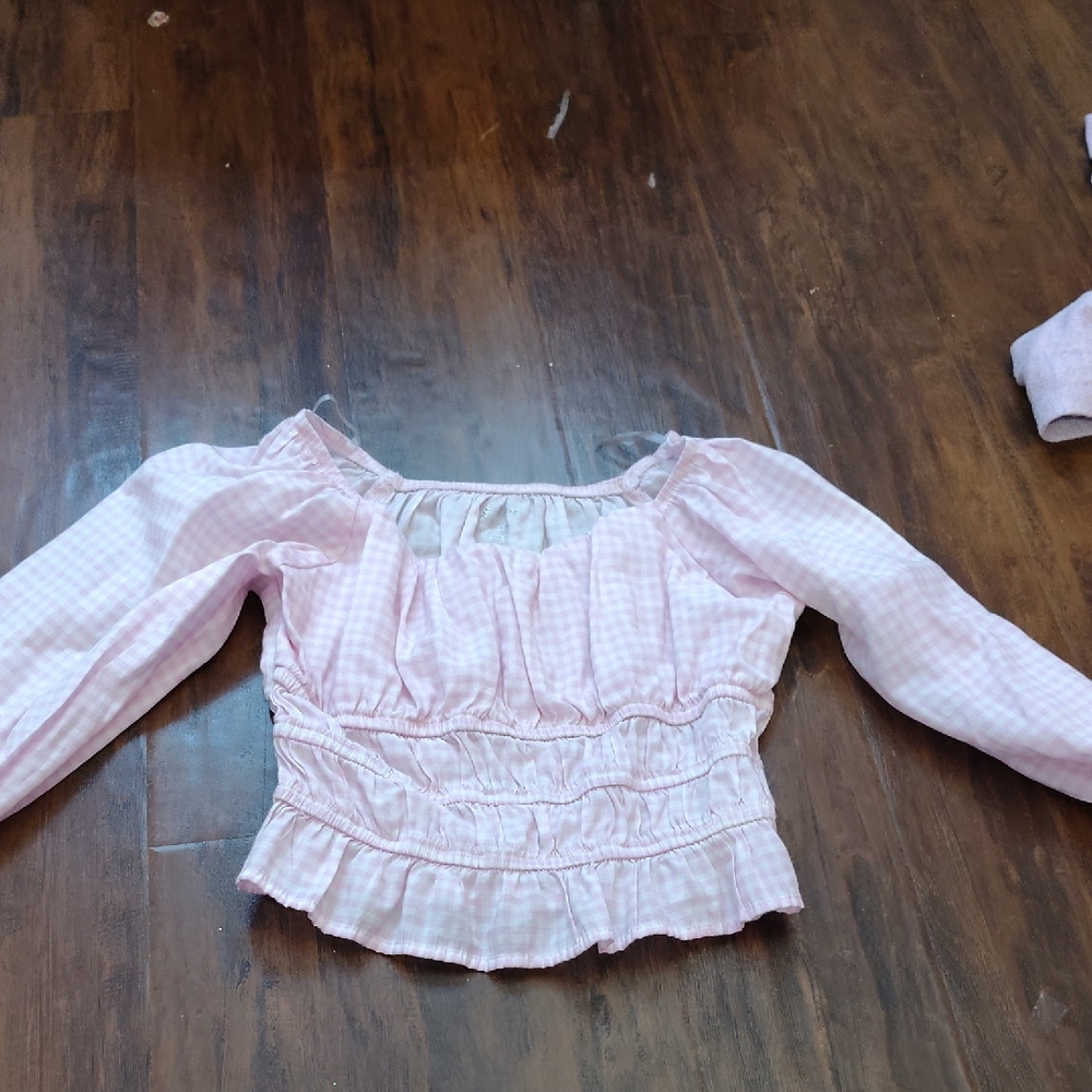 art class Pink Gingham Long Sleeve Top